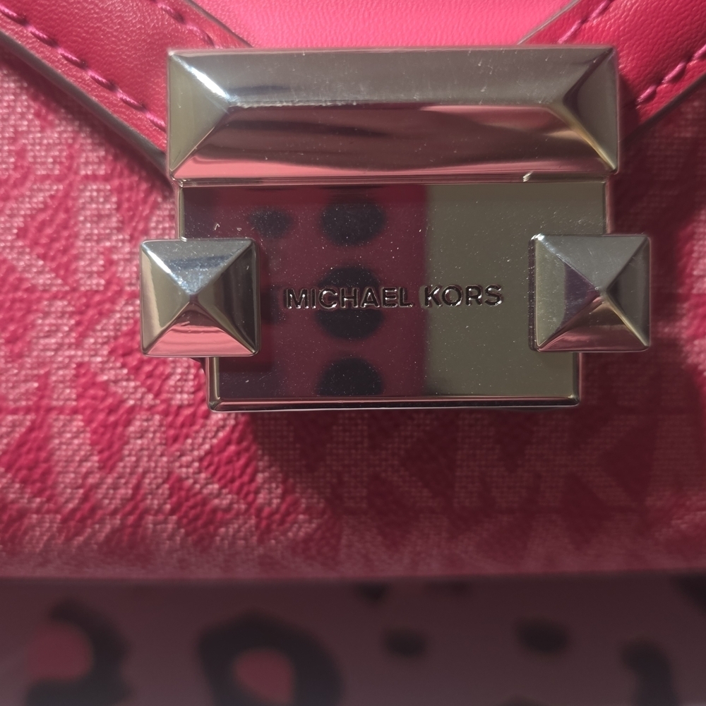 Michael Kors Whitney Medium Flap Chain Shoulder Bag — Dark Raspberry Multi — NWT image 3